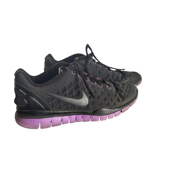 Nike Free Mesh Sneakers Womens Black With Purple Detail Fitsole Lace Up Size 8 - Picture 1 of 7